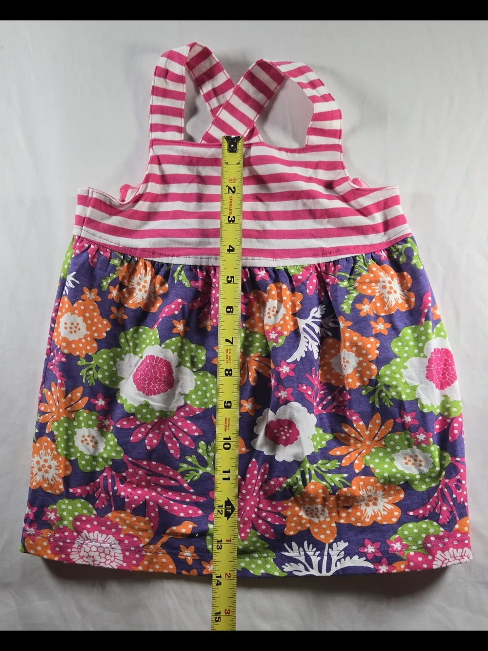 J. Khaki Pink & Purple Striped Bodice Floral Skirt Toddler Dress